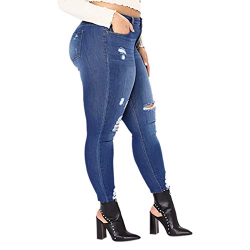 TnaIolr Women Pants Slim Plus Size Ripped Hole Gradient Long Jeans Denim