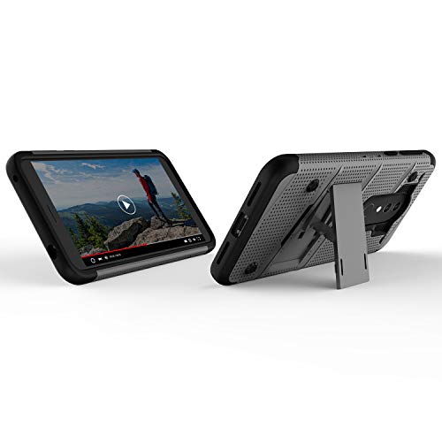 ZIZO Bolt Series Alcatel Onyx Case Military Grade Drop Tested with Full Glass Screen Protector Holster and Kickstand MetalGray Black - Thumbnail 7