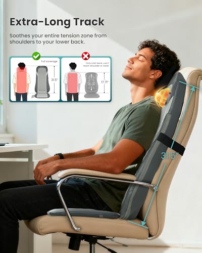 Snailax Masajeador de Espalda Shiatsu para Hombre y Mujer, Casa y Oficina | Asiento de Masaje con Calor para Cuello y Espalda, Amasamiento Profundo 3D, Intensidad Ajustable, Regalo para Mujer y Hombre