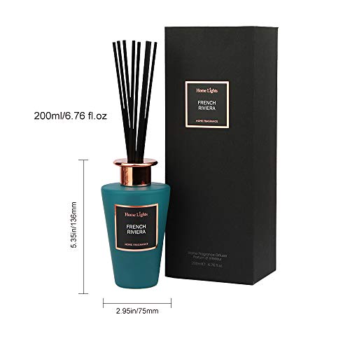 Home Lights Reed Diffuser Gift Set, Natural Scented Long Lasting French Riviera Fragrance Oil for Home Office Gift Idea, Aromatherapy Air Freshener and Stress Relief, 200ml/6.76 fl.oz