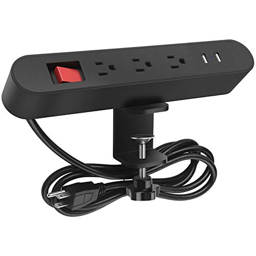 Desktop Edge Power Outlets with USB Ports,Desk Clamp Power Strip