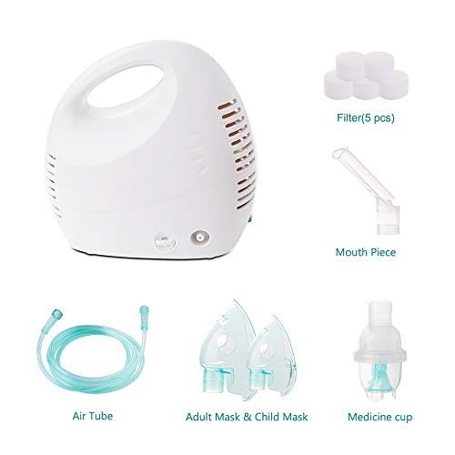 Upgraded Portable Cool Mist Inhaler Compressor System Machine Kit with Universal Tubing 2 Masks for Adults and Kids - Thumbnail 2