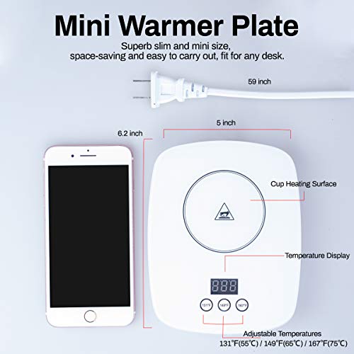 Guodun Armor Mug Warmer Office Home Use Electric Coffee Cup Warmer Plate for Tea Cocoa Milk 3 Temperature 131℉/149℉/167℉ Best Gift Beverage Warmer Auto Shut Off
