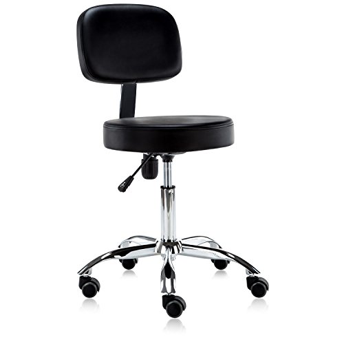 Dr.lomilomi Multi-adjustable Hydraulic Rolling Medical Massage Stool Chair with Backrest 501 (Black)