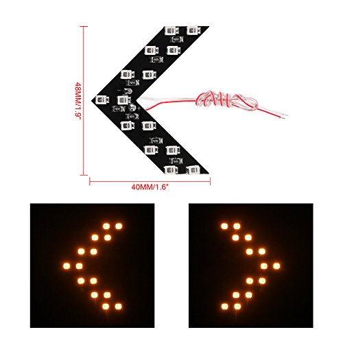 Shinho 2x Brilliant 14-SMD LED Side Mirror Arrow Panel Indicator Add-on Blinker Turn Signal Light for Auto Car Vehicle Truck SUV (2pcs 14SMD-Blue) - Thumbnail 2