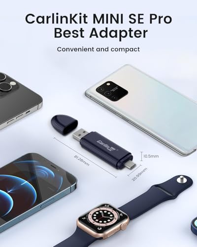 Carlinkit MINI SE PRO Wireless Adapter for OEM Wired CarPlay & OEM Wired Android Auto, Compatible with iOS 10 & Android 10 and Above, Fast Connection, No Latency - Deep Blue