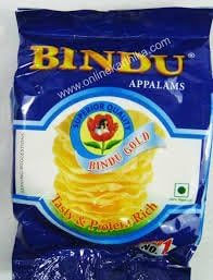 Bindu Appalams Pappads - Tasty and Protein Rich.. Bindu Gold 100g