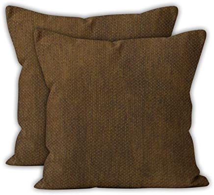 Encasa Homes Chenille Cushion Cover Dot Design (2 pcs Pack), 50x50 cm (20x20 inch) - Brown - Decorative Soft Rich Fabric, Large Square Pillow Covers for Sofa, Chair Seat, Home & Hotel Décor