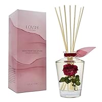 LOVSPA PURIFY Rosewater Reed Diffuser Oil Scented Sticks Gift Set | A Blooming Bouquet of Fragrant Red Roses, Fresh Peonies & Jasmine | Floral Home Decor | Great Housewarming Gift | Made in The USA