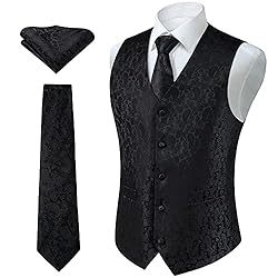 HISDERN Men's Classic Formal Vest Tie Set Paisley