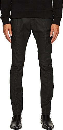 Pierre Balmain  Men's Waxed Biker Jeans Black 36