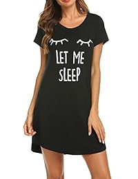 Camisa de dormir para dama, de algodón, manga corta, cuello redondo, talla S-XXL
