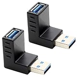 Right Angle USB Adapter, Alait -2Pack 90 Degree USB3.0 AM to AF Converter Adapter Super-speed Connector Adapter Coupler,Downward way