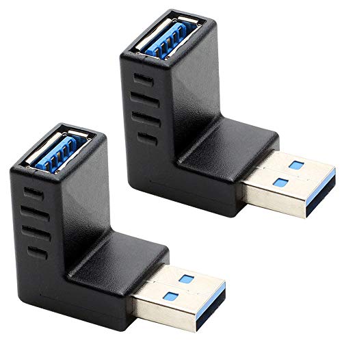 Right Angle USB Adapter, Alait -2Pack 90 Degree USB3.0 AM to AF Converter Adapter Super-speed Connector Adapter Coupler,Downward way