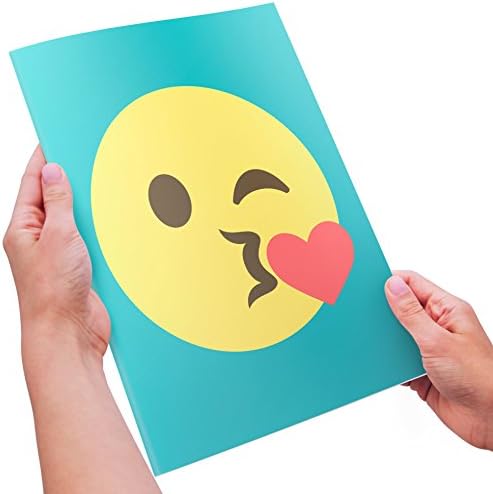 Emoji Cute Anniversary Card for Wife, Husband, Boyriend, Girlfriend - Blowing Heart Kiss - Happy Anniversary! - XL Size - Marry, Wedding, Dating, Relationship