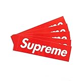 5 Pack Supreme Sticker Large 7.5 X 2.25 INCH, Classic Box Logo Vinyl Decal White RED