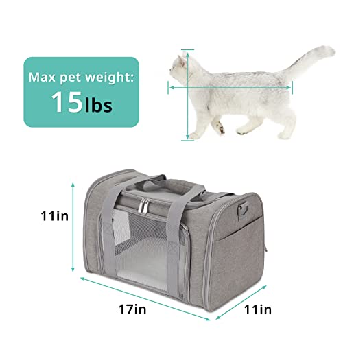 Echohana Cat Carrier, Airline Approved Pet Carrier for Medium Cats 15lbs, Collapsible Cat