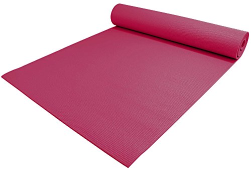 YogaAccessories 1/4″ Thick High-Density Deluxe Non-Slip Exercise Pilates & Yoga Mat, Maroon