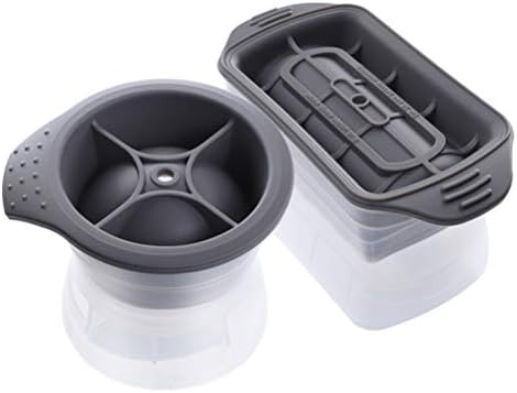 ZEATTAIN ICE CUBE TRAY ICE TRAYS SILICONE ICE CUBE TRAY SPHERE and SQUARE ICE CUBE MOLD ROUND ICE CUBE MAKER for WHISKEY 2.36 inch ICE BALL for COCKTAIL and SCOTCH SET of 2