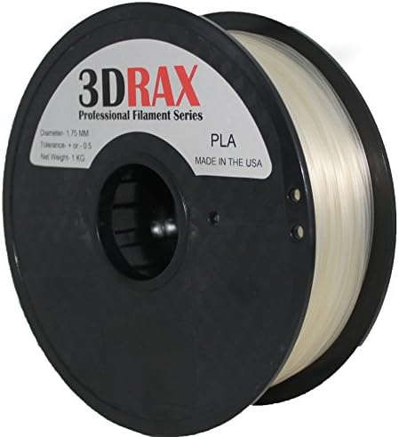 3DRAX 3D PLA (PLUS-highest quality) CLEAR Printer Filament 1.75 mm +/- 0.05 mm Accuracy- 2.2 lb Spool-CLEAR PLA