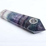 Hongjintian Natural Fluorite Crystal Wand Pipe Smoke Tobacco with a Carb Hole - Best Quality