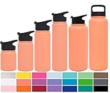 Simple Modern 32oz Summit Water Bottle + Extra Lid - Vacuum Insulated Stainless Steel Wide Mouth Liter Hydro Travel Mug - Powder Coated Hiking Flask - Grapefruit