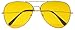 Wire Gold Metal Aviator Sunglasses with Yellow Night Driving Lenses - 60mm Frame