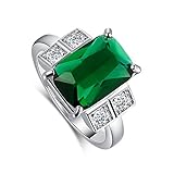 Psiroy 925 Sterling Silver 5.5cttw Created Emerald Filled Ring