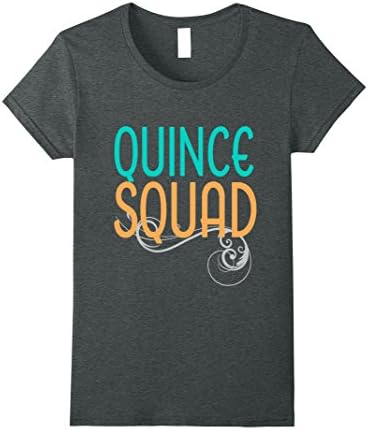 Womens Quinceanera Birthday Shirt 15th Fifteen Quince Squad Peach Small Dark Heather