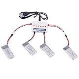 YouCute 4pcs 450mAh Battery and 1to6 Charger for T5G T5W JJRC H29G H29W Focus FPV and Hornet FPV Drone Transmitter RC Quadcopter Drone Spare Parts