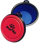 Pup-Up Collapsible Dog Bowl Travel Pets- Dog Pop Up Silicon Foldable Expandable Portable Travel Food Water Feeder Bowl with Carabiner Clip - Set of 2