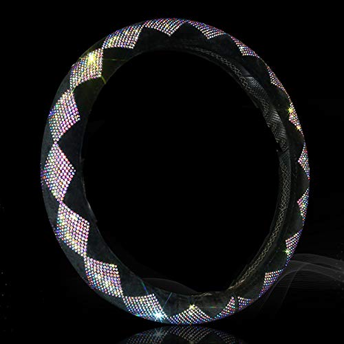 Dyshuai 15Inch Sparkling Shining Diamond Car Wheel Covers for Women Elegant Rhombus Rhinestone