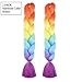 2Pcs/lot Girl Jumbo Braids Long Fishtail Ponytail Rainbow Tone Ombre Kanekalon Hair Extension Synthetic Fiber Twist Braiding Hair