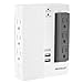 6 Outlet Swivel Wall Tap，Surge Protector Power Strip with Dual USB Charging Ports (3.1A shared), OviiTech Wall Mount Socket Adapter,1500 Joules, Home/Office, ETL Certified