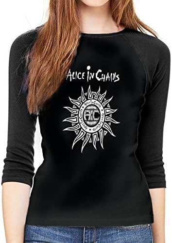 Women's Custom Alice in Chains Raglan T-Shirts Front Print 3/4 Sleeved T-Shirts Tee for Women
