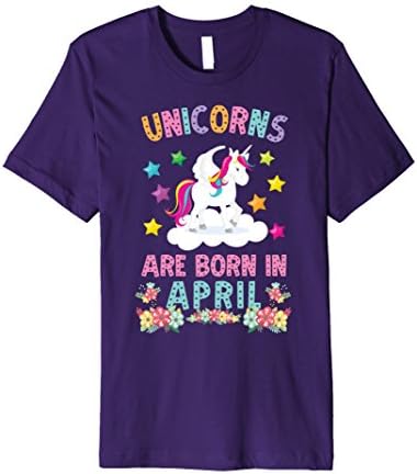 Mens Unicorns Are Born In April Glitter Rainbow Birthday T-Shirt XL Purple