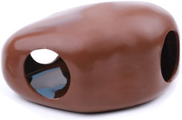 Aquarium Decoration Rock Caves, Hideaway for Shrimp Cichlid Hiding Breeding Spawning, Brown Ceramic Shelters - Shrimp Habitat, Hiding cave, Professional Hideout Decor for Territorial Fish