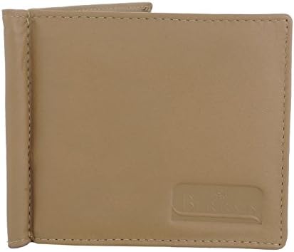 Sio Berrys Men's Money Clip and Credit Card holder Leather Wallets (TAN)