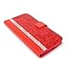 S6 Active Case, Cellularvilla [Stand Feature] Flower Texture Wallet Case [Diamond Jewel] Premium [Bling Luxury] Pu Leather Flip Cover [Card Slots] for Samsung Galaxy S6 Active G890 (Red Bling)