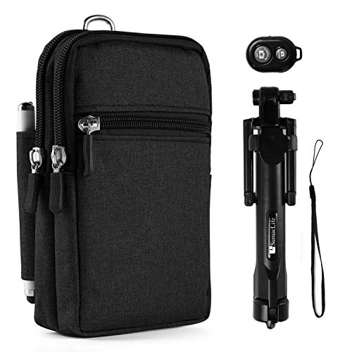 Travel Waist Pouch Carrying Case & Wireless Selfie Stick for Apple iPhone X / 8/8 Plus/Samsung S9/S9+/S8/S8+/ BlackBerry Keyone/Key 2