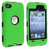 Black Hard/Green Skin Hybrid Case Cover Compatible with Apple iPod Touch 4G, 4th Generation, 4th Gen 8GB / 32GB / 64GB