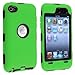 Black Hard/Green Skin Hybrid Case Cover Compatible with Apple iPod Touch 4G, 4th Generation, 4th Gen 8GB / 32GB / 64GB