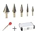 Senrob 5 Pcs Step Drill Bit Set with Automatic Center Punch& Aluminum Case, High Speed Steel Titanium Cobalt Bits for Metal