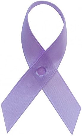 125 USA Made Lavender Satin Awareness Ribbons - Bag of 125 Lapel Ribbons with Safety Pins (Many Colors Available)