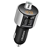 Car Charger,OBSTARO Bluetooth FM Transmitter Wireless MP3 Player Radio Adapter Car Kit With Dual USB Charger,Hands Free for Iphone, Ipad,Smartphones