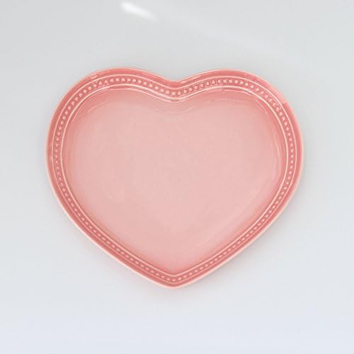 YUWANW The Gradient Ceramic Heart Shaped Dish With Cover Plates Salad Soup Creative Steak Pan Sauces Taste Love Disc Tray Breakfast Tray, Pink Platter