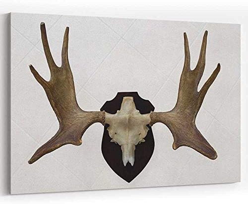 Moose Antlers with Skull and Wall Mount Canvas Art Wall Dector for Modern Home Decor