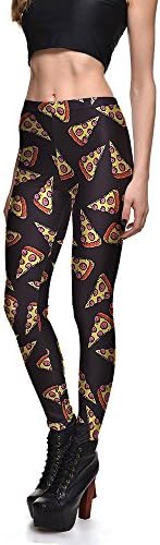 Women’s Skinny Leggings Pizza Digital Print Soft Tights Workout Running Leggings Hot Style