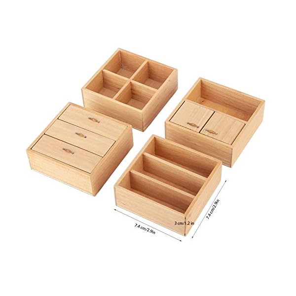 Maßstab 1/12 Puppenhaus Zubehör Holz Schrank Möbel Wohnzimmer Schlafzimmer Schrank Einheit für Puppenhaus(Kräftiges Holz) – Bild 6