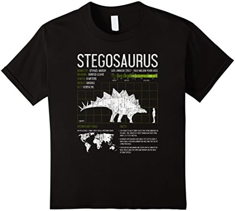 Kids Stegosaurus Dinosaur Facts T Shirt Mens Womens Kids Science 4 Black